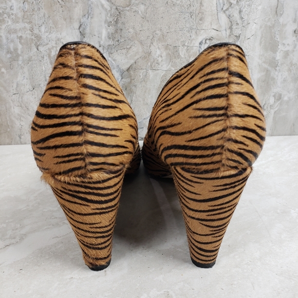 Mi Piaci Tiger Calf Hair Fur Animal Print Heels 41 - Picture 4 of 15